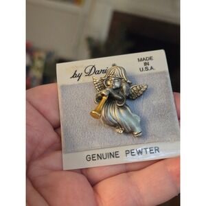 Daria Angel Brooch Vintage Pewter New Old Stock